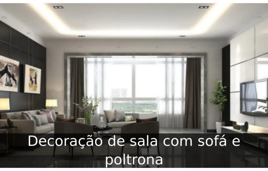 Decoração de sala com sofá e poltrona